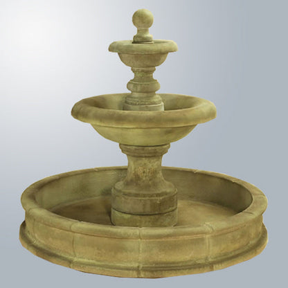 Villa Santini Two Tier Pond Fountain Short outdoor water feature with two levels and a pond base