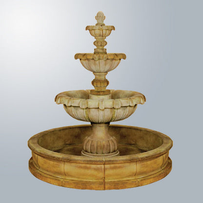 Vistamar Three Tier Pond Fountain with water flowing
