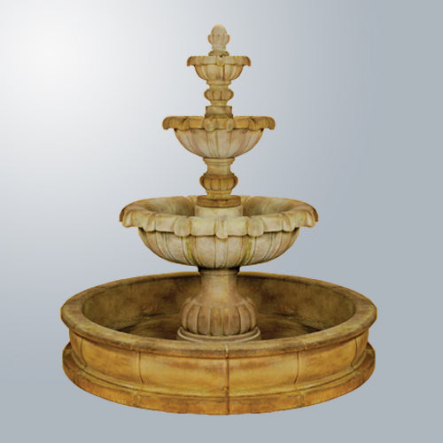Vistamar Three Tier Pond Fountain with water flowing