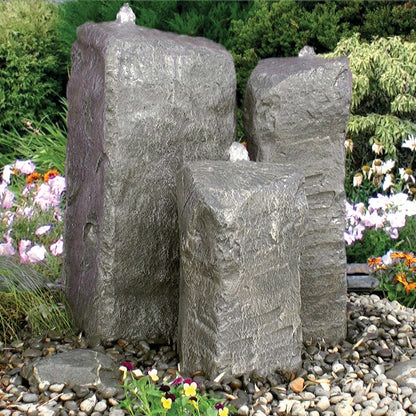 Watershed Cascade Triple Stone Outdoor Fountain with water flowing