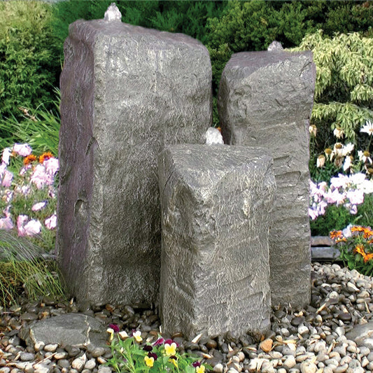 Watershed Cascade Triple Stone Outdoor Fountain with water flowing