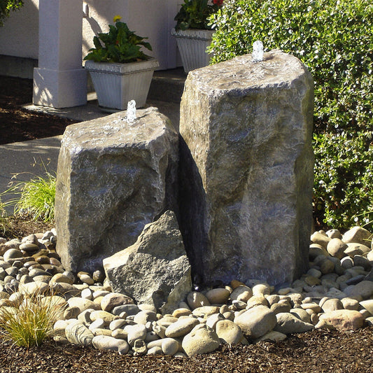 Watershed Tall Double Rock Outdoor Fountain with water flowing