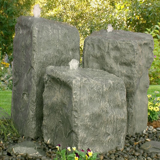 Watershed Triple Rock Outdoor Fountain with water flowing