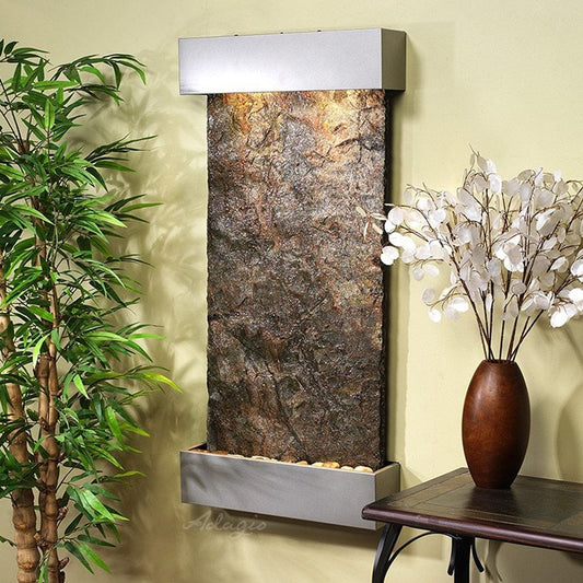 Whispering Creek Wall Fountain with natural stone and flowing water