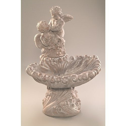Pouring Angels Cast Stone Garden Fountain with water flowing