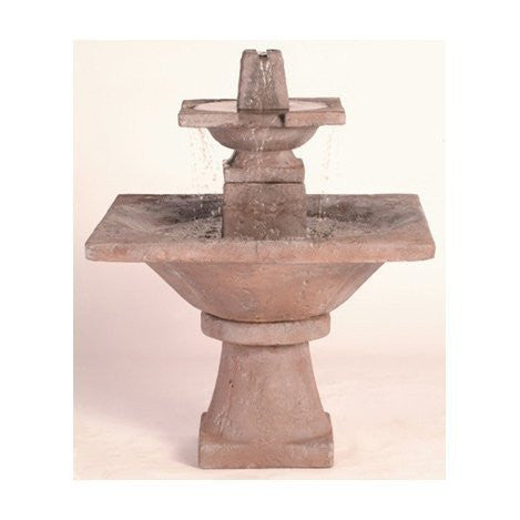 Two tier quadrate garden water fountain