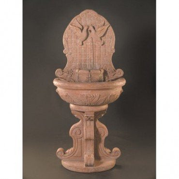 Dove Wall Outdoor Fountain with basin and decorative spigot