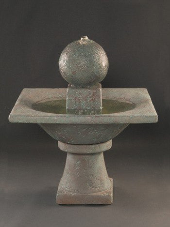 Garden Sphere Cast Stone Fountain with water flowing
