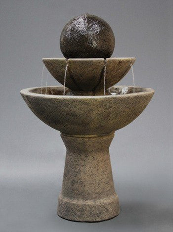 Tall 2 Tier Zen Ball Garden Water Fountain