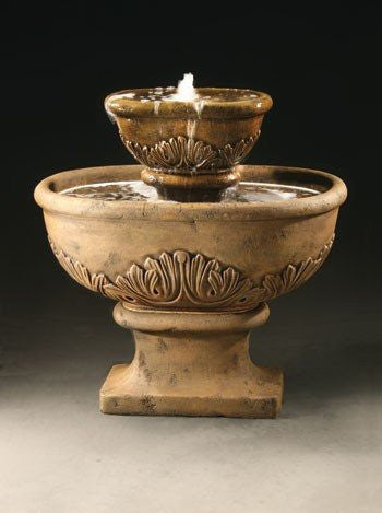 Mandalay Cast Stone Garden Fountain with water flowing