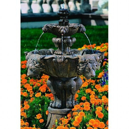 Small Lion Tiered Garden Fountain