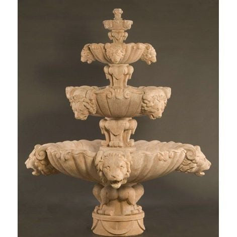 Extra large three tiers lion outdoor fountain