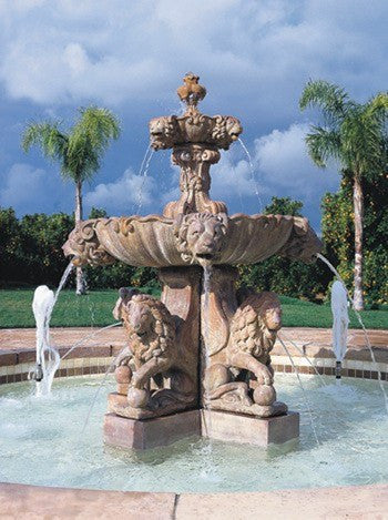 Large lion outdoor water fountain with plumbing