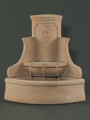 Iris Corner Wall Outdoor Fountain with water flowing