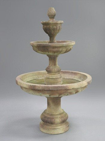 Mediterranean Tiered Outdoor Water Fountain with flowing water