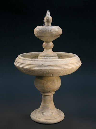Barcelona Two Tier Outdoor Fountain Tall with water flowing