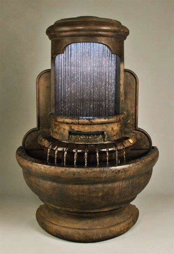 Falling Diamonds Outdoor Wall Water Fountain with LED Lights